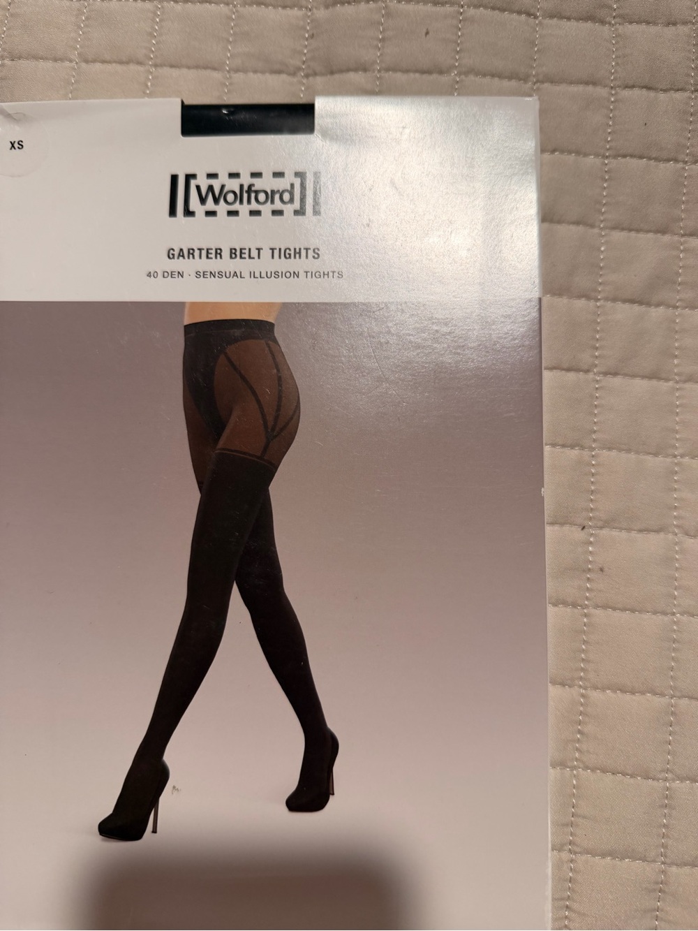 Wolford Black Sheer-Detail Garter Tights